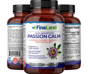 FineLand PASSION CALM Passion Flower + BioPerine  2000 mg equivalent 20:1 Extract, Supports a Calm Mood 120 Capsules / 120 Servings