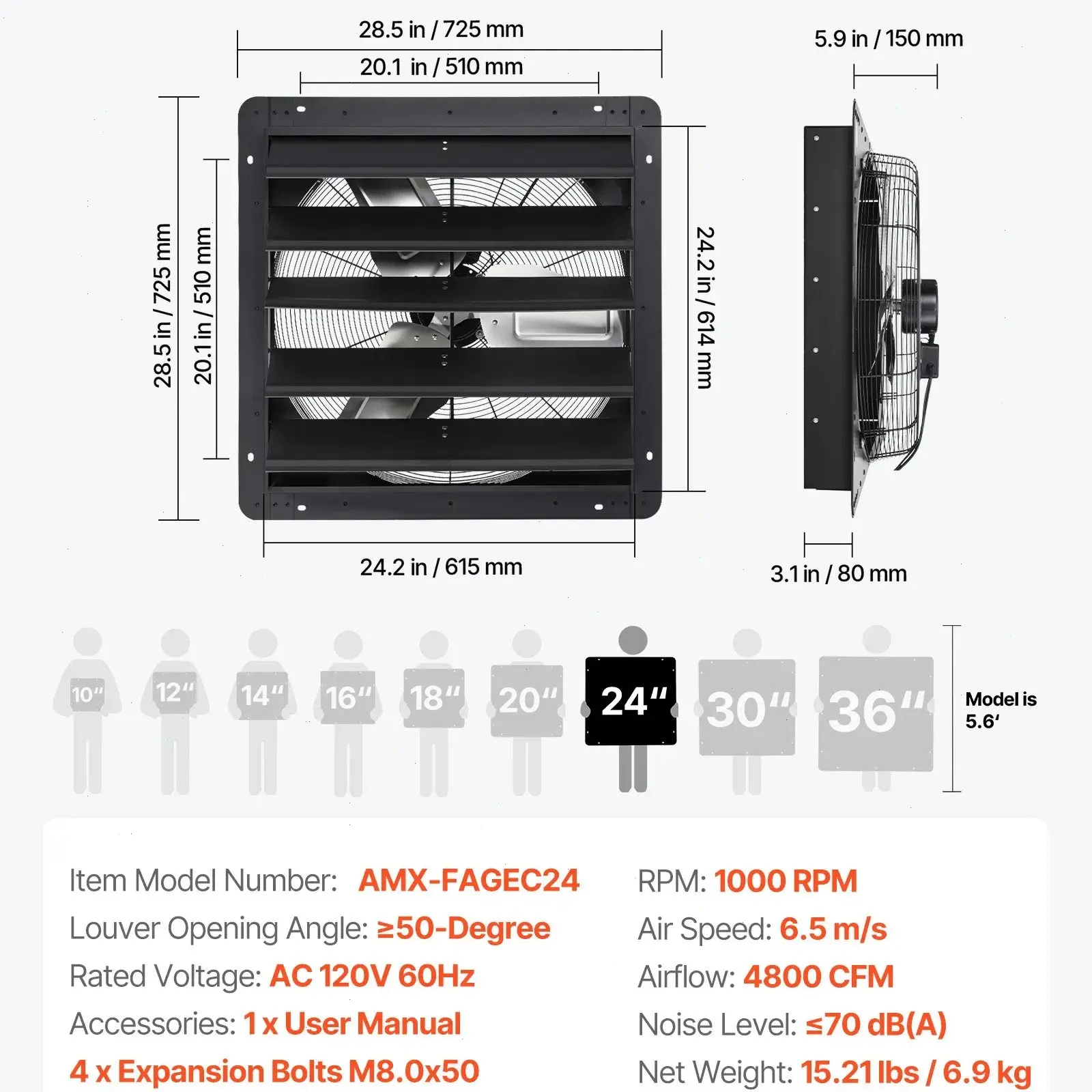 24 inch/2900 CFM With Smart Temperature Control