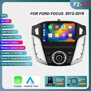 [Hizpo] 9" 2Din Android Car Radio Multimedia Video Player for Ford Focus 3 Mk 3 2011 - 2019 GPS Navigation Carplay 2 Din Stereo BT