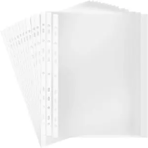 A4 Punched Pocket, 100 Pages/pack Transparent Document Folder Wallets Sleeves