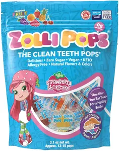 Clean Teeth Lollipops - AntiCavity Sugar Free Candy for a Healthy Smile Great for Kids, Diabetics and Keto Diet. Natural Fruit Variety, 3.1 Ounce