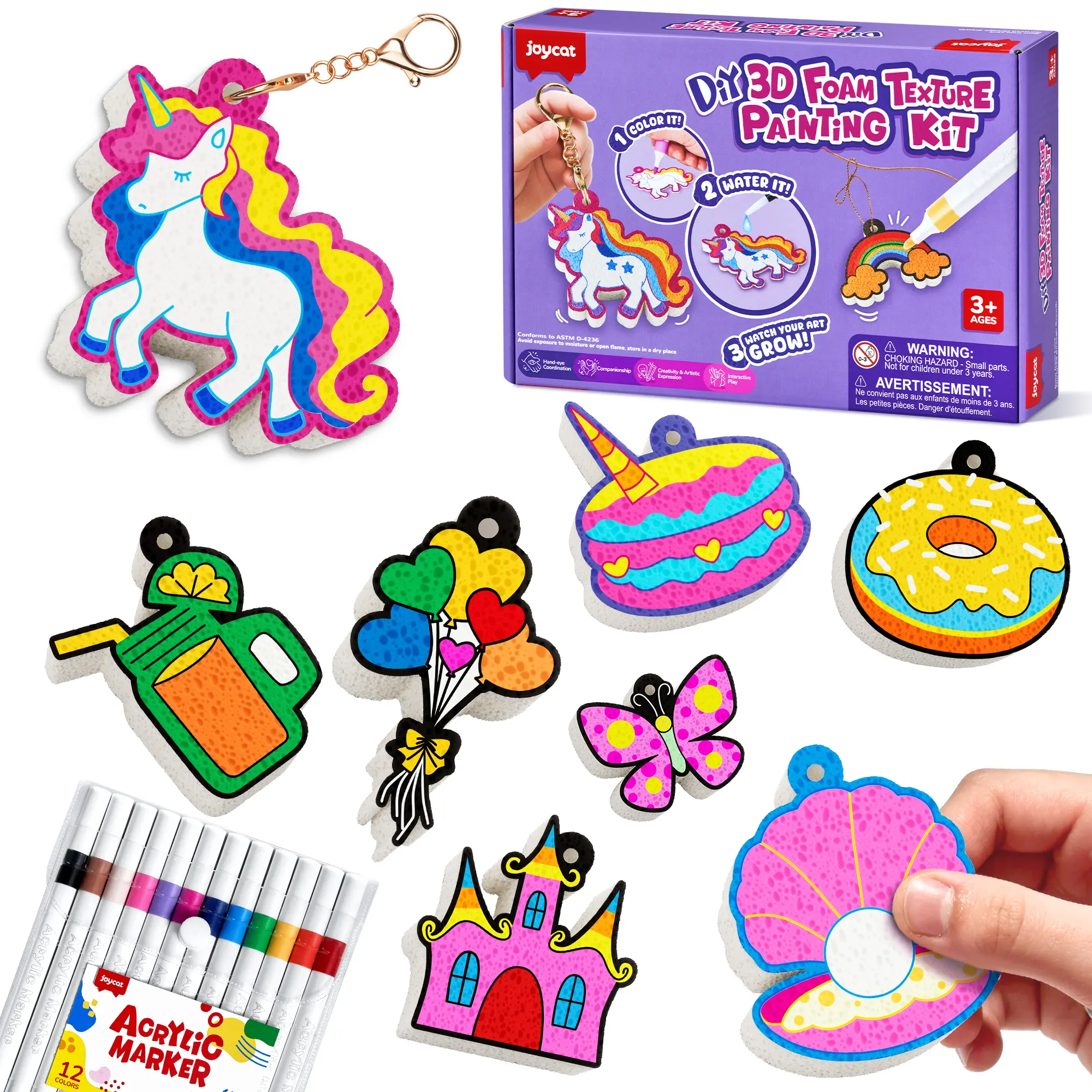 JoyCat Art Kit- 3D DIY Foam Texture Painting Kit, Unicorn & Princess Magic Puffy Paint Kit, Stocking Stuffers, Craft Kits for Kids, Easter Christmas Gift for Girls & Boys summerwins