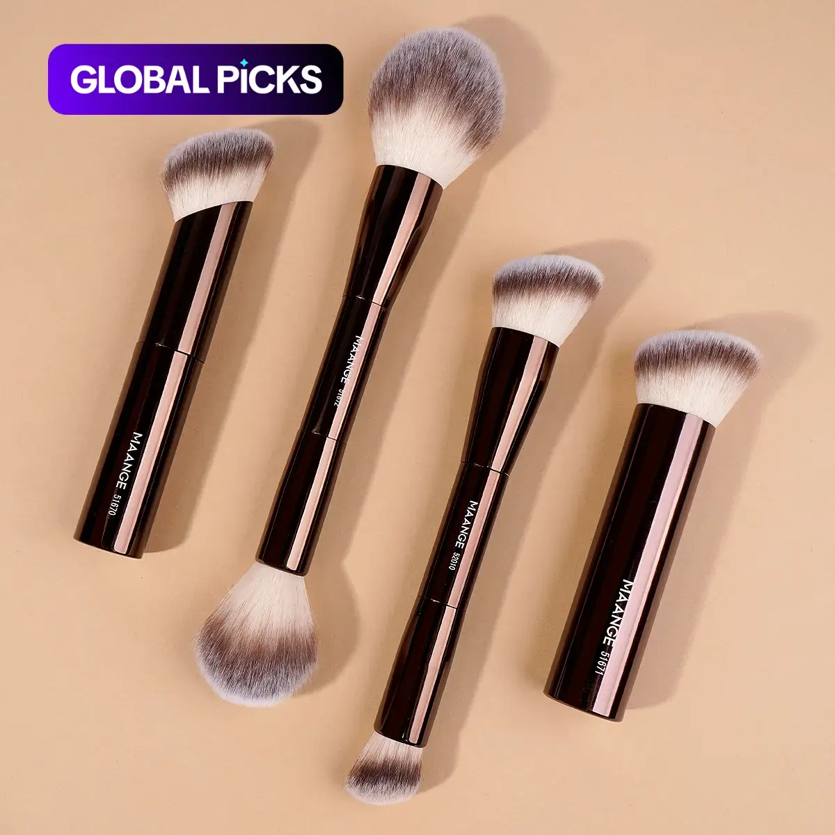 Maange Makeup Brush Set, Beauty Brush Set, 4 Counts/set Soft Foundation, Blending, Highlight and Concealer Brushes with Microfiber Bristles, Face Makeup Tools Set #GLOBAL PICKS