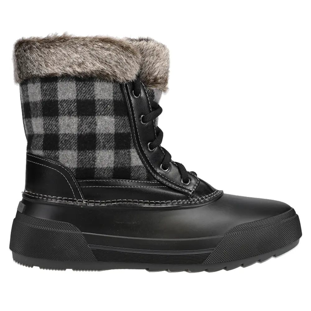 Easy Spirit Womens Ice Queen Plaid Duck Snow Casual Boots Ankle - Black