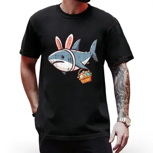 Shark Bunny Design Easter Hunt T-Shirt for Men and Women
