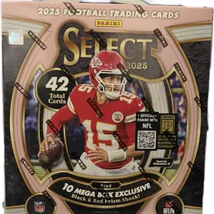 Break #89 5xPanini 2025 Select Mega Boxes 5x 2025 Football Trading Cards 42 Total Cards 10 Exclusive Black & Red Prizm Shock