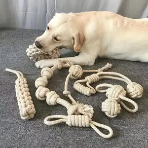 4pcs Natural Rope Dog Chew Toys, Suitable for Small Medium Large Dogs, Interactive Teeth Cleaning, Durable Textured Surface, Active Pets