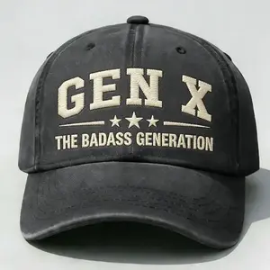 Gen X The Badass Generation Embroidered Hat, Vintage Washed Dad Cap, Retro 70s 80s 90s Humor Baseball Cap, Adjustable Unisex Gift For Gen X Men Women