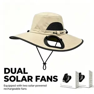 2026 Dual Cooling Fan Sun Hat for Men & Women – USB Rechargeable UPF 50+ Wide Brim Cooling Hat, Waterproof & Breathable Mesh, UV Protection for Fishing, Gardening, Camping, Hiking, Beach, Travel, Lawn Mowing, Outdoor Work & Summer Essentials