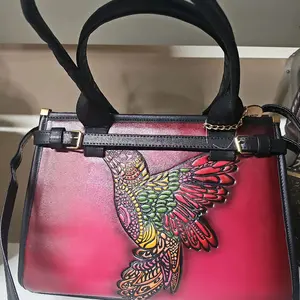 Elegant Leather Bag with Colibri Emblem - Statement Piece Representing Cultural Heritage and Tradition - Perfect for Fashion Enthusiasts