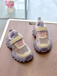 2026 New Trendy Robot-Style Kids Dad Shoes, Trendy Trainers, Colorblock Velcro & Dual Laces Design, Breathable Mesh Anti-Slip Thick Sole, Unisex Casual Sports Sneakers