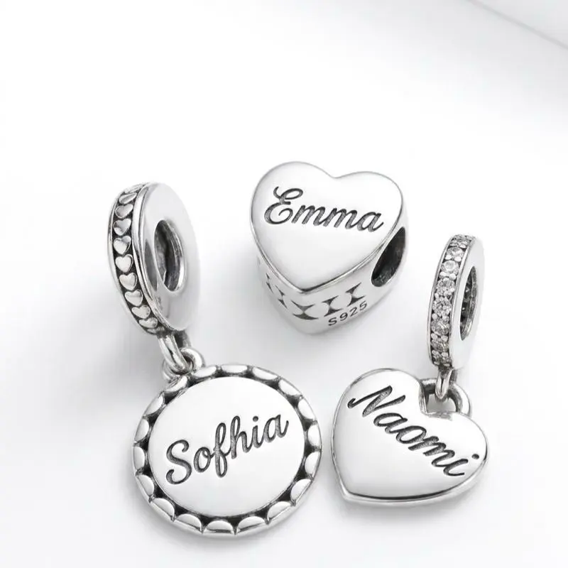 S925 Real Silver Personalized Name Custom Text Charm - 925 Real Silver Necklaces & Pendants with Symbolic Moissanite, Birthday Anniversary Gift for Casual Daily Wear