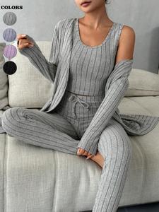 2025 trendy, women's plain set, crop tank top & skinny adjustable pants & long sleeve open front coat set, casual style outfits for spring & fall, going out sets, soft co-ord sets for women, matching sets for women, womenswear, lady clothes