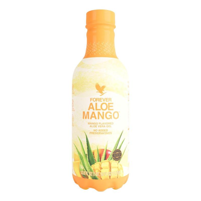 Forever Aloe Mango 4-Pack 90.7% Pure Aloe Vera Gel with Cranberry & Apple Juice Eco-Friendly No Preservatives 100% Recyclable PET Bottle 16.9 Fl Oz Natural Beverage