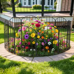 VANCASTLE 12.6x24 inch Decorative Garden Fence Outdoor, Total 10.5ft (L)x24in (H)/26ft (L)x24in (H), Rustproof Metal Landscape Barrier Fence, Black Fence for Yard, Patio Lawn, 10/25 Panels