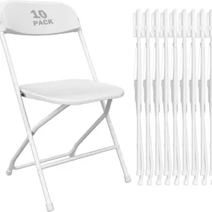 Plastic Folding Chair, Indoor Outdoor Portable Stackable Commercial Seat with Steel Frame 350lb. Capacity for Events Office Wedding Party Picnic Kitchen Dining