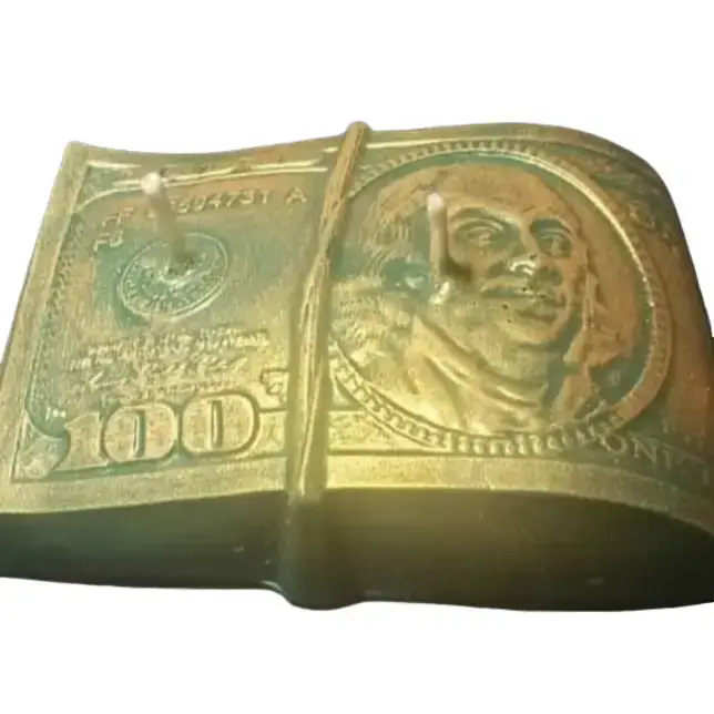 Benjamin Franklin Cash Money Candle Decor Light Standing Ornaments
