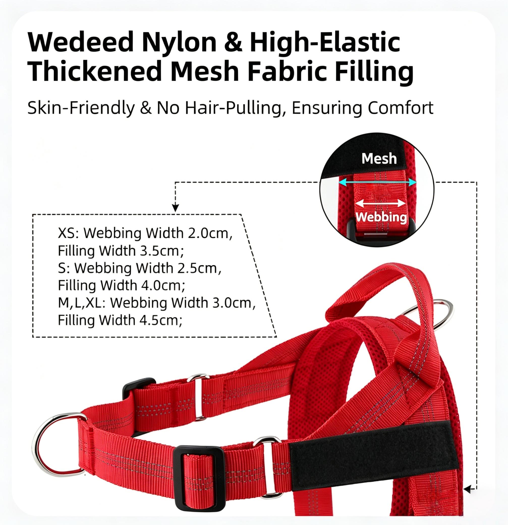 Dog Comfortable Harness - Easy to Fit No-Pull Design Safe Secure and Comfortable Ideal for All Dogs - Resistant Lightweight Straps - Adjustable Straps for Perfect Fit