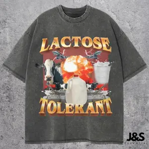 Lactose Tolerant Vintage Graphic T-Shirt, Retro Milk 90s Funny Shirt, Funny Shirts For Friends, Y2k Unisex Baggy Shirt, 2000s Shirt Gift