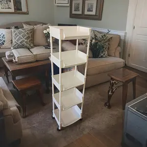 5-layer rolling storage cart, practical rolling plastic storage trolley, mobile organizer with wheels, 360-degree rotation, practical cart, book cart, storage cabinet, decoration, gift, back-to-school season, Father's Day