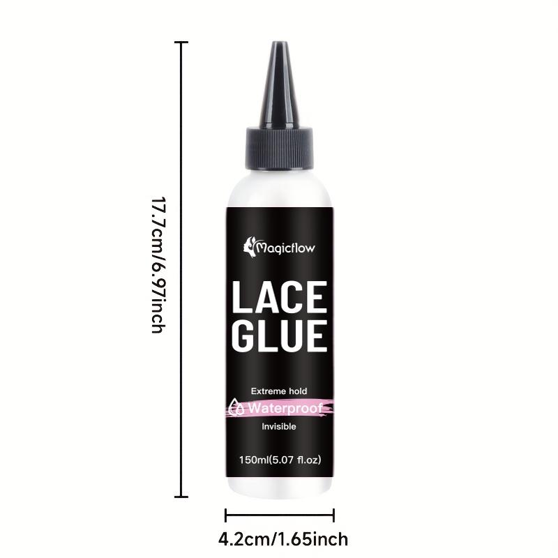 Waterproof Lace Wig Glue 150ML/5.07 Fl. Oz, Strong Hold Fast Dry Invisible, No Odor Easy Removal, Hair Adhesive for Wigs