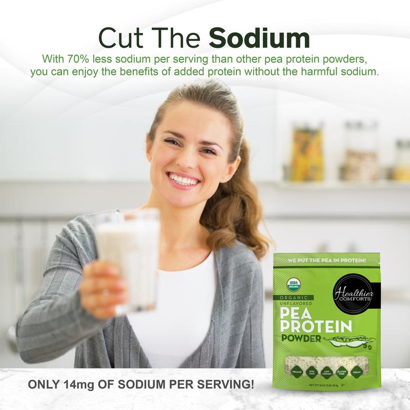 Organic Pea Protein Powder | Unflavored, Reduced Sodium