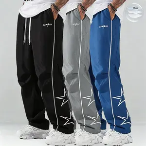 Men’s Summer Jogger Pants Set (1–3 Pieces) | Lightweight & Soft | Side Gold Stripes | Loose Straight-Leg Fit | Streetwear/Gym/Casual Style | Black/Gray + Various Color Options SpringStatements