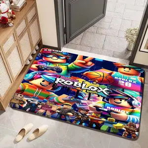 1pc Roblox Game Collection Toy Rug, Anti-Slip Pixel Art Rectangle Mat, Full Print Decorative Pad for Entryway, Gaming Room, Player Bedroom