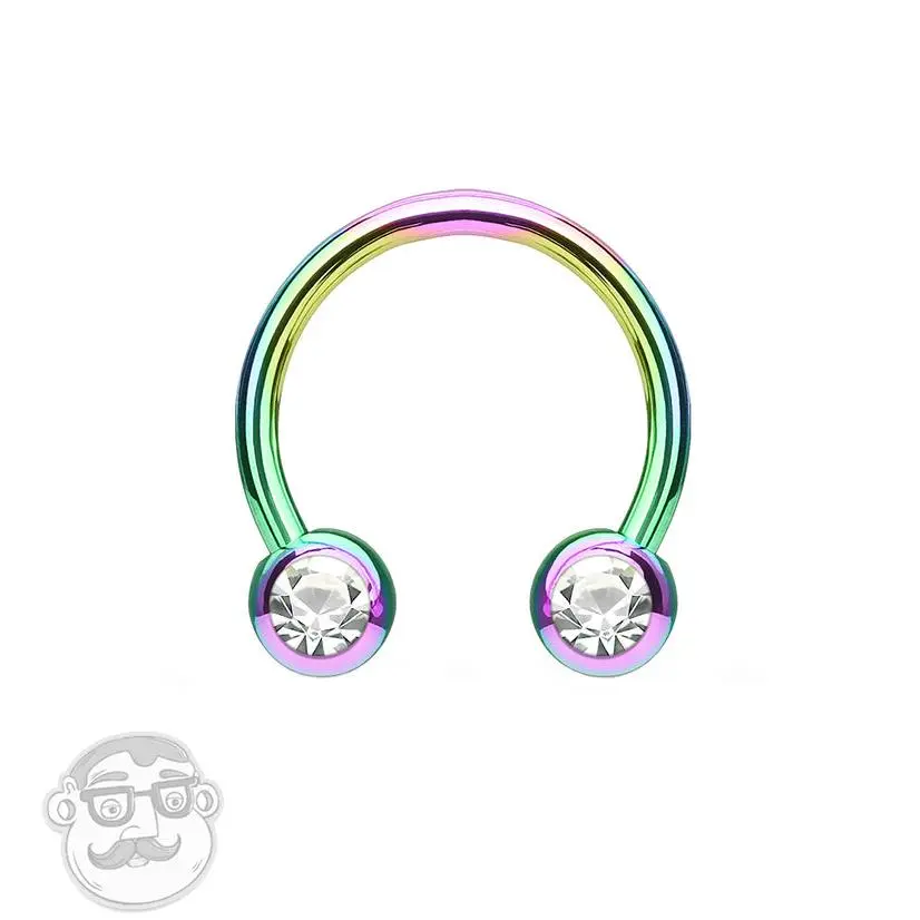 Rainbow PVD CZ Circular Barbell