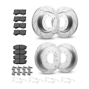 Front & Rear Brake Kit for 2016–2021 Lexus LX570 & Toyota Land Cruiser – Drilled & Slotted Rotors with Ceramic Brake Pads (14” Front Rotors)