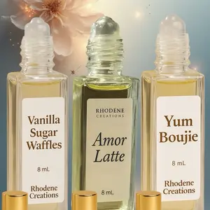 Rhodene Creations Rollerball Perfume Oil - Vanilla Sugar Waffles, Amor Latte, Yum Boujie - 8 mL - Fragrance for Men and Women