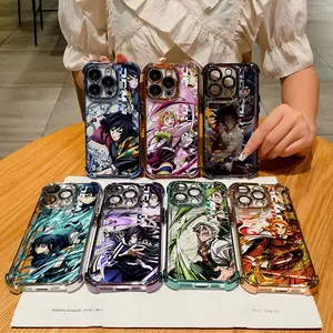 Anime Demon Slayer Plating Phone Case For iPhone 17 16 15 14 13 12 11 Pro Max Plus Air And Galaxy S25 S24 S23 S22 Ultra Plus FE Anti Fall Airbag Back Cover Unique Gift For Christmas Birthday