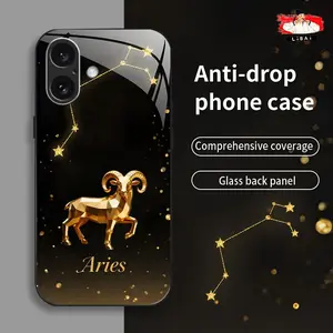 Suitable for [iPhone 16] New high-end twelve constellations glass mobile phone case new business simple explosion-proof mobile phone case affordable anti-fall anti-fingerprint 995