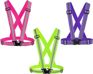 Reflective Vest Running Gear 3Pack, Adjustable Safety Vests High Visible Reflective Belt Straps