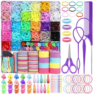 Z-HDW20   Hair Accessories for Girls, 2194 Pcs Colorful Elastic Hair Ties Set with Rubber Bands Butterfly Hair Clips Bobby Pins Hair Styling Tools Hair Tie Cutter Hair Stuff for Toddler, Baby, Kids