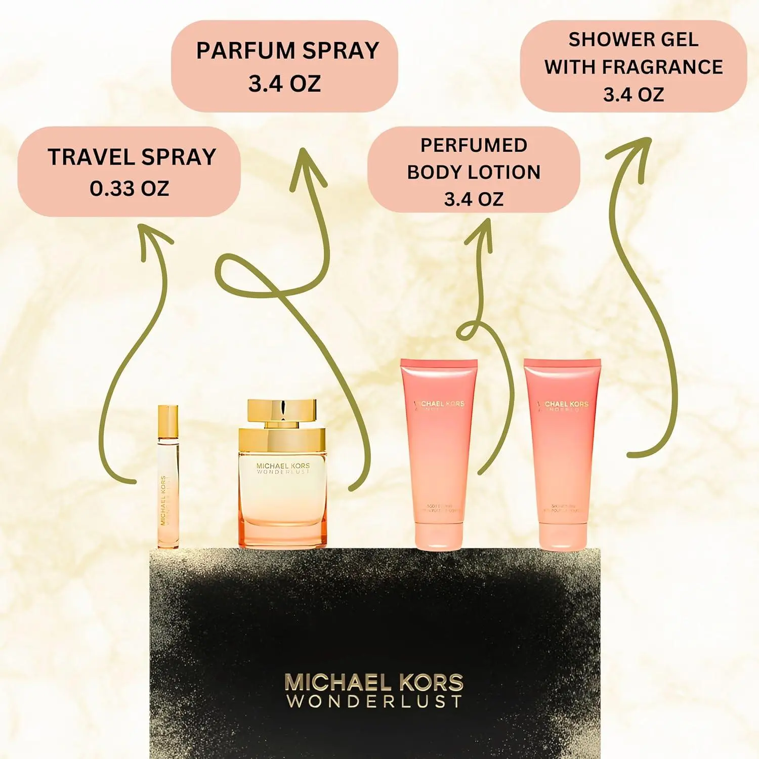 Michael Kors Wonderlust for Women 4 Pieces Gift Set, (3.4 Ounce
