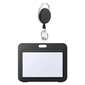 1Set Black Badge Holder Exhibition ID Card Holder Name Tag for Staff Nurse Badge Reel Keychain Work Pass Card Cover Case Sleeve Office Desk Accessories