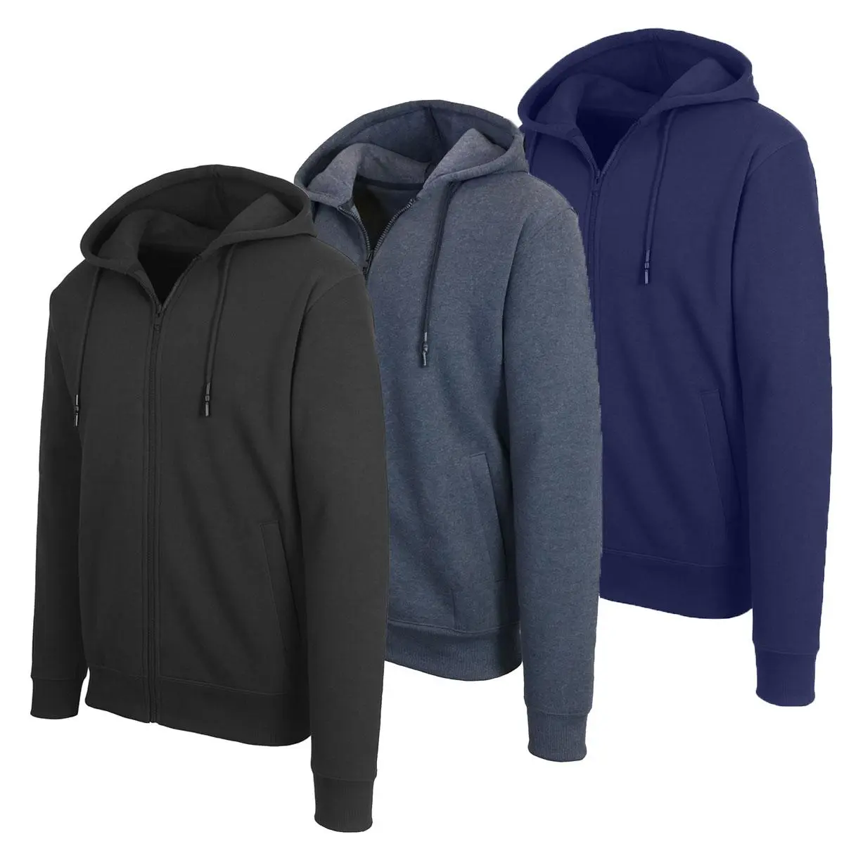 Men’s 3 Pack Fleece-Lined Full-Zip & Pullover Hoodies Men’s 3 Pack Fleece-Lined Full-Zip & Pullover Hoodies