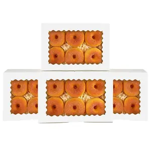 100 count White Cookie Box with Window 9"x6"x2.5" Pastry Macaron Bakery Box for Packaging