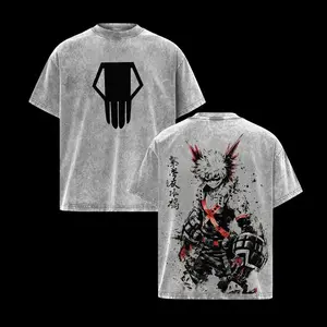 valentine shirts  Cool Bakugo Katsuki MHA Washed Round Neck Tee  Unisex All Season  Casual Anime Short Sleeve T Shirt Personality Streetwear Fashion Top Washed Look Graphic Shirt for Men & Women My Hero Academia Merch.