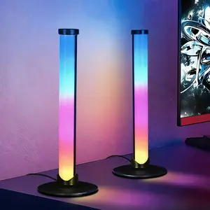 2-pack RGB LED desktop ambient light set, offering 16.0million color options, compatible with music synchronization.These RGB desk lights provide intelligent ambient lighting, adjustable USB-powered illumination, and are suitable for gaming setups