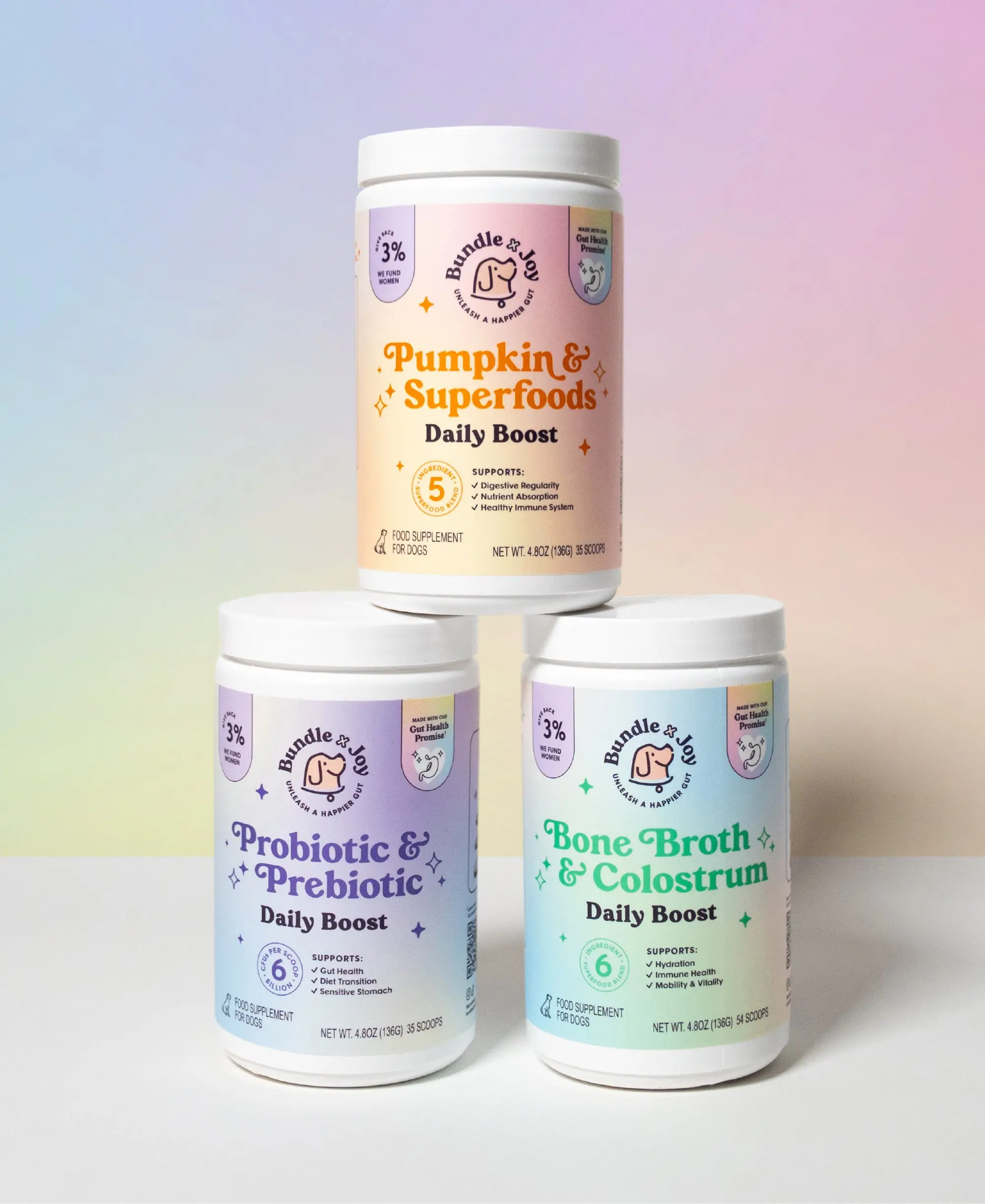 Daily Boost Bundle, Dog & Cat Vitamin Supplements - Colostrum Health Supplements, Bone Broth for Pet Healthcare Support