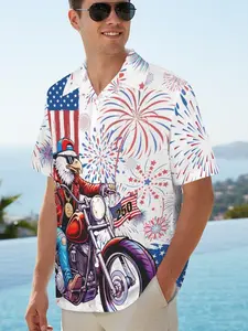 Vintage Hawaiian Shirt for Men, Retro Button Short Sleeve Blouse, Casual Slim-Fit Beachwear, Summer Vacation Style, Unisex Cuban Collar