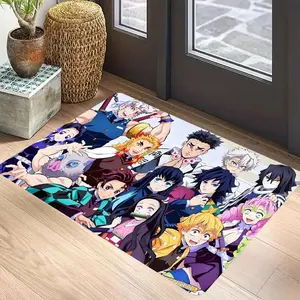 D-Demon Slayer Anime Iguro Obanai Floor Mat Ultra Soft Thickened Flannel Floor Rug Non-Slip Washable Living Room Bedroom Home Decoration Mat Anti-Skid Home Decor Mat