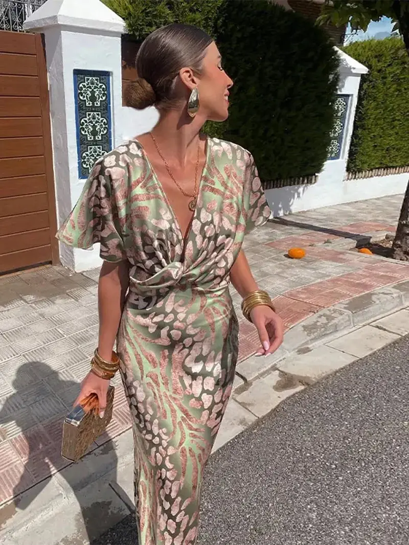 Women'S Printed Fit & Flare Midi Dress