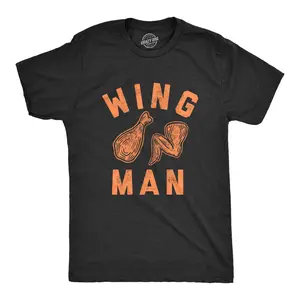 Mens Wing Man T Shirt Funny Buffalo Chicken Wings Sarcastic Novelty Tee Mens Funny T Shirts Cool Vintage Fashion T-Shirt Gift Classic Menswear Funny Food Short Sleeve Novelty Tees for Guys Black
