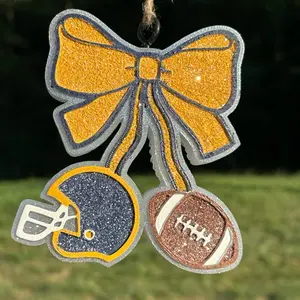 Custom Football Freshie Car Air Freshener with Helmet & Bow – Personalized Team Colors & Choose Your Scent – Cute Hanging Car Charm, Locker or Office Decor, Fun School Spirit Gift for Football Moms, Players, Coaches & Sports Fans
