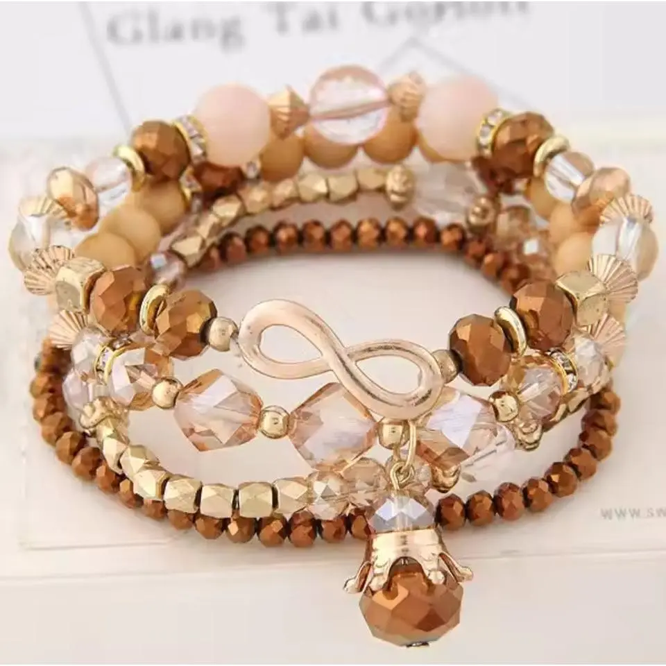 Brown Beaded Infinity Bracelet