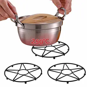 3 Pack Metal Pot Mat Hot Cookware Trivet Holder Stand Durable Stylish Iron Design for Counter-tops Tables Coasters Tableware 7.5 inch