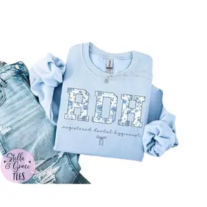 Registered Dental Hygienist Short Sleeve T-Shirt / Sweatshirt / Hoodie, Blue Toile RDH tee, Dental Hygienist , Dentistry , RDH Apparel Cotton  Fabric